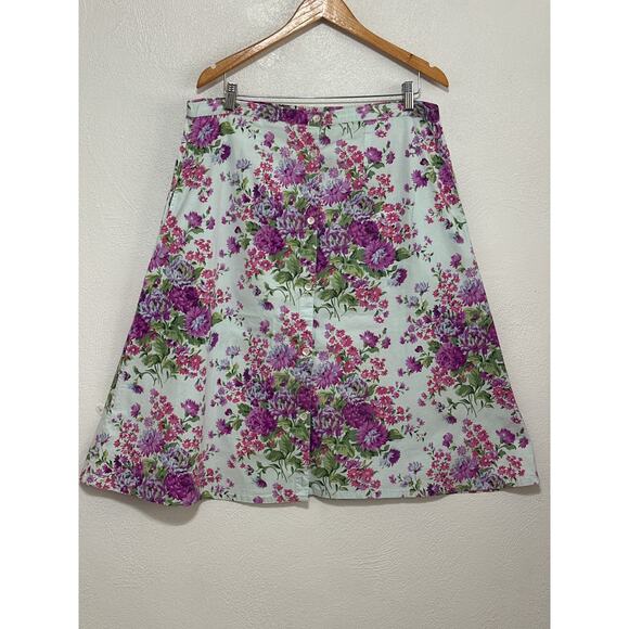 VTG Phool Spring A-Line Skirt 1X Purple Floral Coquette Cottagecore Soft Girl - Picture 1 of 13
